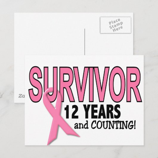 BORSTKANKERSURVIVOR 12 jaar & tellen Briefkaart (Voorkant / Achterkant)