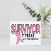 BORSTKANKERSURVIVOR 17 jaar & tellen Briefkaart (Staand voorkant)