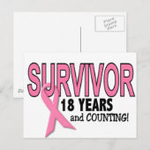 BORSTKANKERSURVIVOR 18 jaar & tellen Briefkaart (Voorkant / Achterkant)
