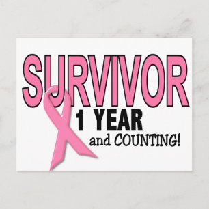 BORSTKANKERSURVIVOR 1 jaar & tellen Briefkaart