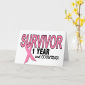 BORSTKANKERSURVIVOR 1 jaar & tellen Kaart (Gele Bloem)