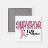 BORSTKANKERSURVIVOR 1 jaar & tellen Magneet (Voorkant / Achterkant)