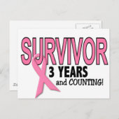BORSTKANKERSURVIVOR 3 jaar & tellen Briefkaart (Voorkant / Achterkant)