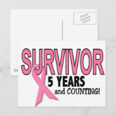 BORSTKANKERSURVIVOR 5 jaar & tellen Briefkaart (Voorkant / Achterkant)
