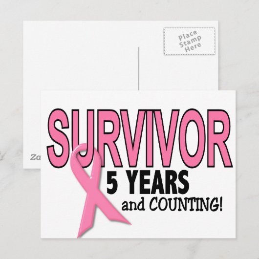 BORSTKANKERSURVIVOR 5 jaar & tellen Briefkaart (Voorkant / Achterkant)