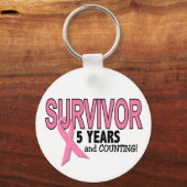 BORSTKANKERSURVIVOR 5 jaar & tellen Sleutelhanger (Voorkant)