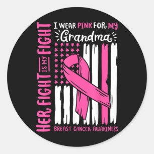Borstkankervlag Draag roze voor oma haar gevecht Ronde Sticker