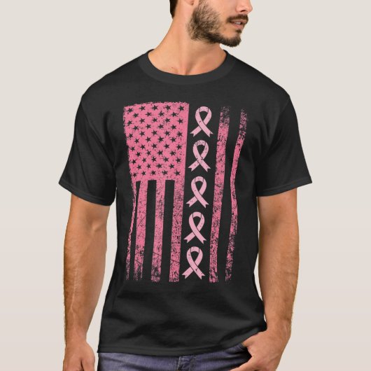Borstkankervlag Roze lint bewustzijn T-shirt (Voorkant)