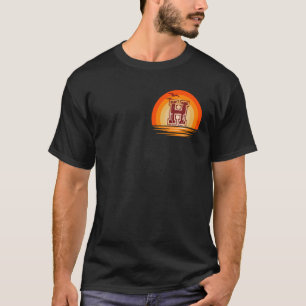 Borstkaspatch H minimalistische retro-zonsonderga T-shirt