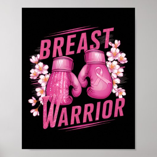 Borstkrijger Bokshandschoen Borstkanker Awarenes Poster (Voorkant)