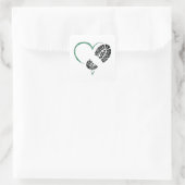 borstomp hart vierkante sticker (Tas)