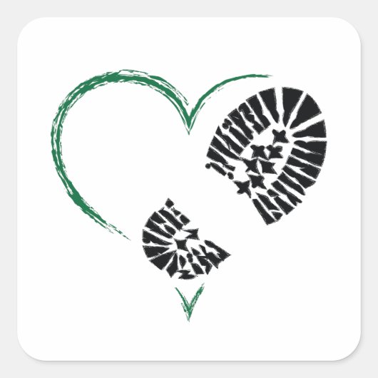 borstomp hart vierkante sticker (Voorkant)
