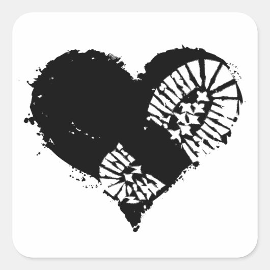 borstomp hart vierkante sticker (Voorkant)