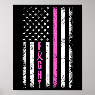 Borstoverlevende Amerikaanse vlag Borstkanker Awar Poster