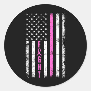 Borstoverlevende Amerikaanse vlag Borstkanker Awar Ronde Sticker