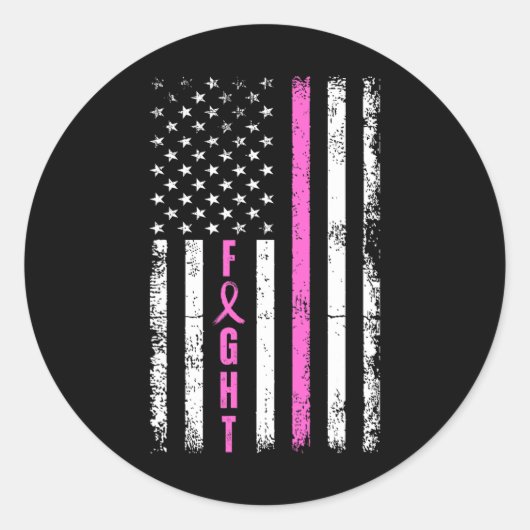 Borstoverlevende Amerikaanse vlag Borstkanker Awar Ronde Sticker (Voorkant)