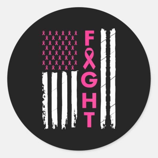 Borstoverlevende Amerikaanse vlag Borstkanker Awar Ronde Sticker (Voorkant)