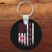 Borstoverlevende Amerikaanse vlag Borstkanker Awar Sleutelhanger (Voorkant)