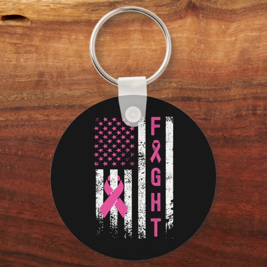 Borstoverlevende Amerikaanse vlag Borstkanker Awar Sleutelhanger (Voorkant)