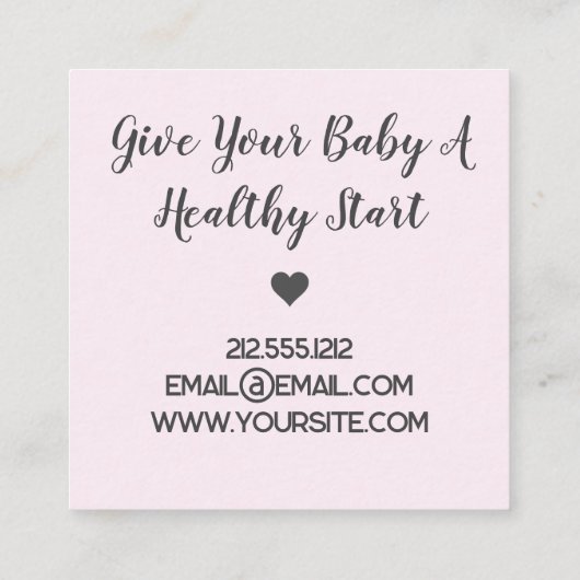 Borstvoeding Consultant: borstvoeding Baby Vierkante Visitekaartje (Achterkant)