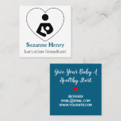 Borstvoeding Consultant Nursing Baby Heart Blue Vierkante Visitekaartje (Voorkant / Achterkant)