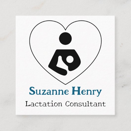 Borstvoeding Consultant Nursing Baby Heart Blue Vierkante Visitekaartje (Voorkant)