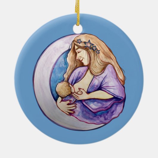 Borstvoeding Moeder Pasgeboren baby Borstvoeding Keramisch Ornament (Achterkant)