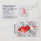 Borstvogels: wintermannelijke kardinaalvogels visitekaartje (Voorkant / Achterkant)
