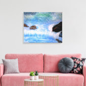 BORSTWAVES OP HET ZEE CANVAS AFDRUK (Insitu (Woonkamer))