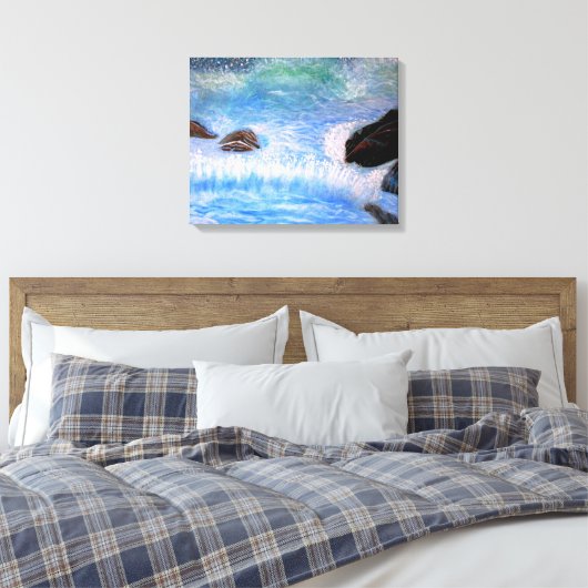 BORSTWAVES OP HET ZEE CANVAS AFDRUK (Insitu (Slaapkamer))