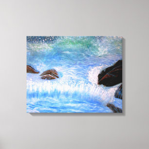BORSTWAVES OP HET ZEE CANVAS AFDRUK