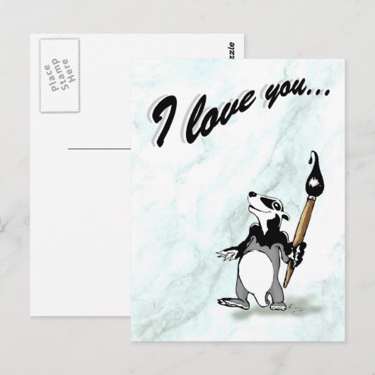 Bortel de badger - Ik hou van je Briefkaart (Voorkant / Achterkant)