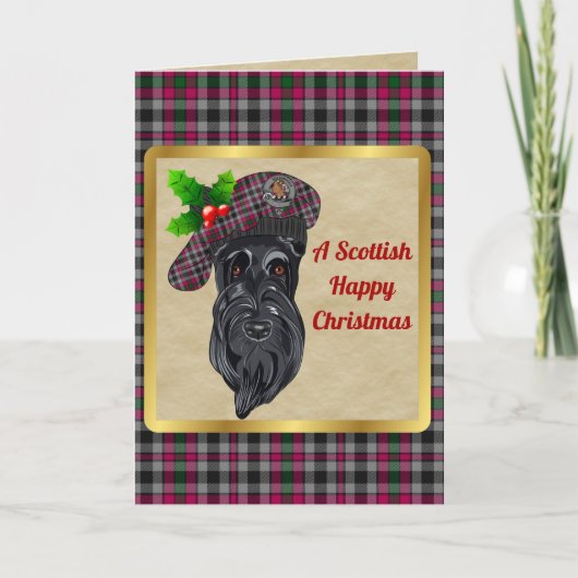 Borthwick Badge & Tartan Persoonlijke Kerstmis Kaart (Voorkant)