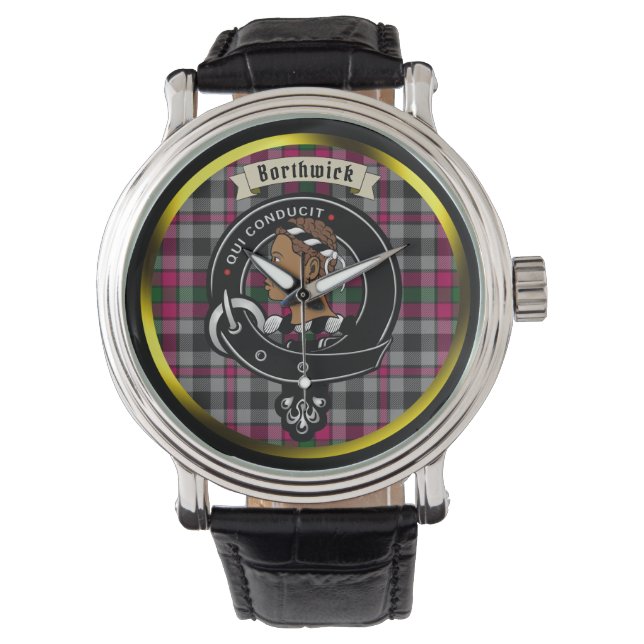 Borthwick Clan Badge & Tartan Horloge (Voorkant)