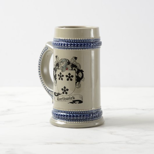 Borthwick Coat of Arms Stein - Family Crest Bierpul (Voorkant links)