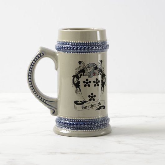 Borthwick Coat of Arms Stein - Family Crest Bierpul (Links)