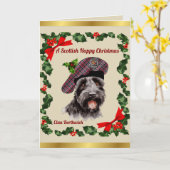 Borthwick Scottie Dog gepersonaliseerde Xmas Kaart (Gele Bloem)