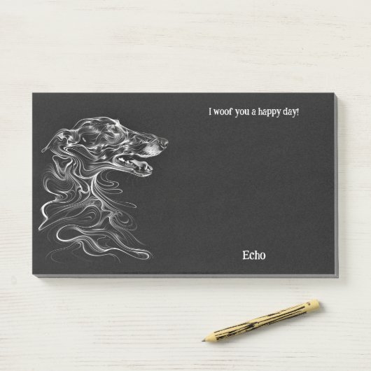 Borzoi Abstract Art Hondennaam Post-it® Notes (Op bureau)