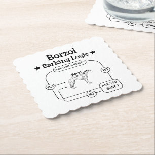 Borzoi blaffende logica grappige hondeneigenaar sa kartonnen onderzetters