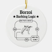 Borzoi blaffende logica grappige hondeneigenaar sa keramisch ornament (Voorkant)