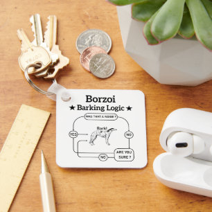 Borzoi blaffende logica grappige hondeneigenaar sa sleutelhanger
