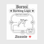Borzoi blaffende logica grappige hondeneigenaar sa sticker (Vel)