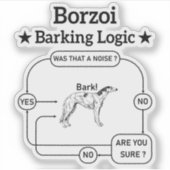 Borzoi blaffende logica grappige hondeneigenaar sa sticker (Voorkant)