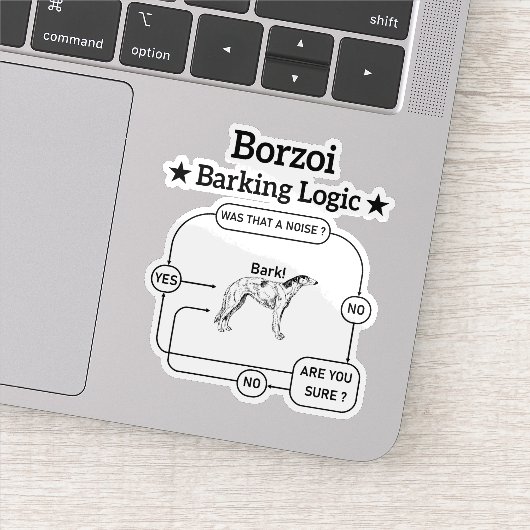 Borzoi blaffende logica grappige hondeneigenaar sa sticker (Detail)