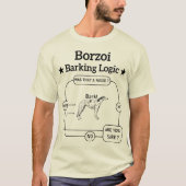 Borzoi blaffende logica grappige hondeneigenaar sa t-shirt (Voorkant)