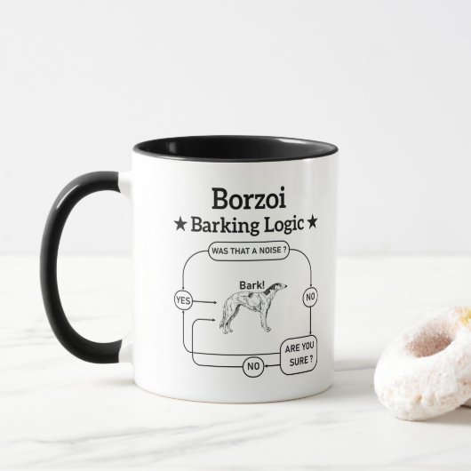 Borzoi-blaffenlogica Fun hondeneigenaar Sarcasme Mok (Met donut)