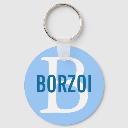 Borzoi Breed Monogram Design Sleutelhanger (Voorkant)