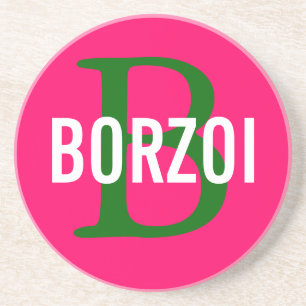 Borzoi Breed Monogram Design Zandsteen Onderzetter