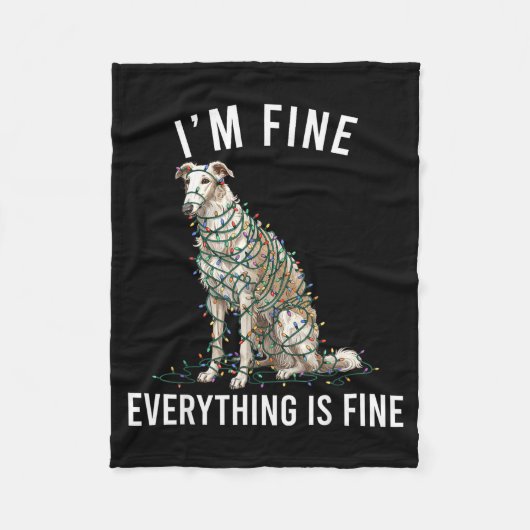 Borzoi Christmas I'm Fine Everything Is Fine  Fleece Deken (Voorkant)