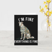 Borzoi Christmas I'm Fine Everything Is Fine Kaart (Gele Bloem)